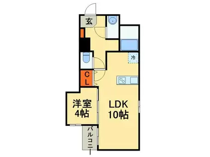 グランステート千葉中央(1LDK/4階)の間取り写真
