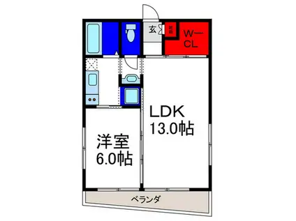 エタニティ真田山(1LDK/2階)の間取り写真