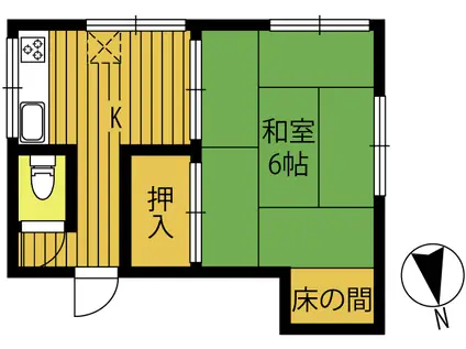 福永アパート(1DK/2階)の間取り写真