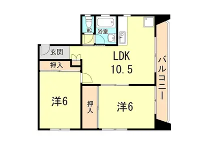 再度ハイツ(2LDK/3階)の間取り写真