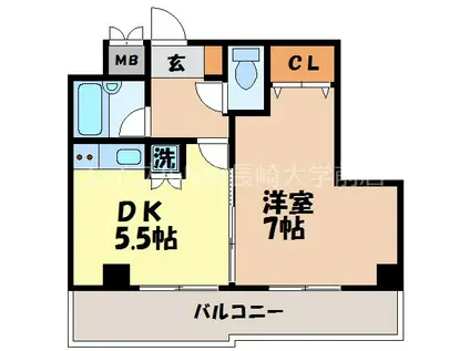 江平若草マンション(1DK/2階)の間取り写真