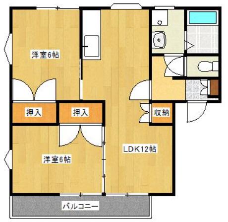 上津コーポB棟(2LDK/1階)の間取り写真
