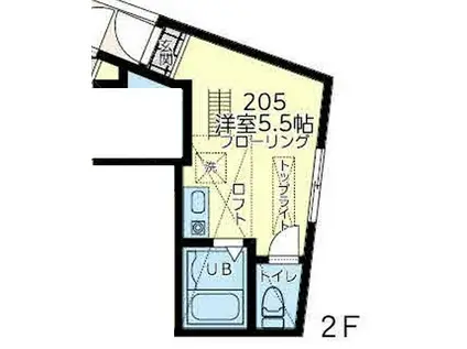 ユナイト南太田トロントの杜(ワンルーム/2階)の間取り写真
