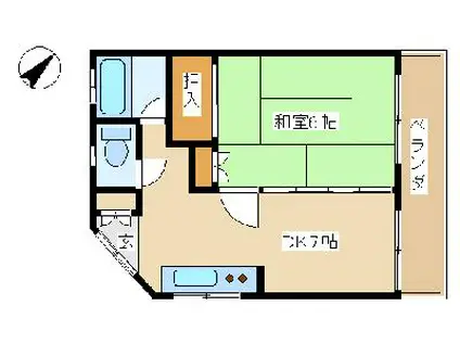 瀧口アパート(1DK/2階)の間取り写真