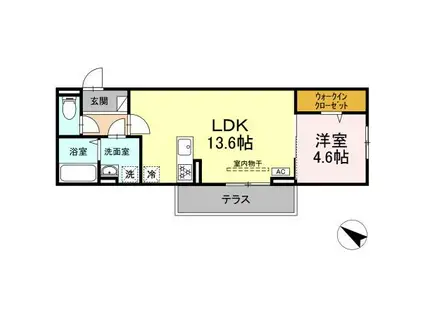 D-ROOM上石田2丁目(1LDK/1階)の間取り写真