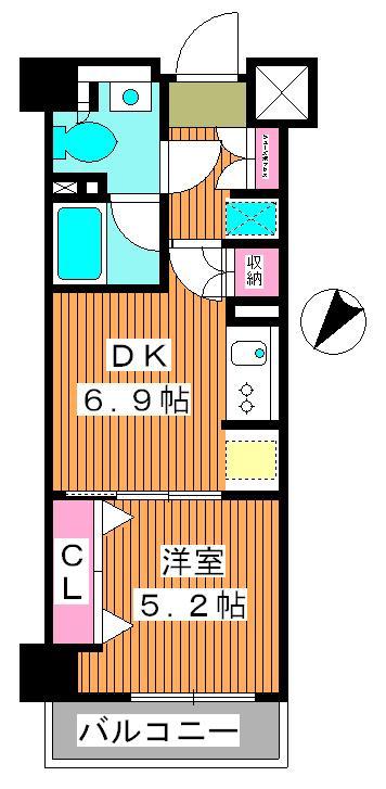 パークアクシス板橋(1DK/5階)の間取り写真