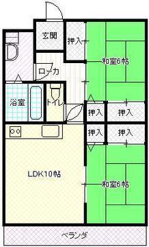 岡田マンション(2LDK/4階)の間取り写真