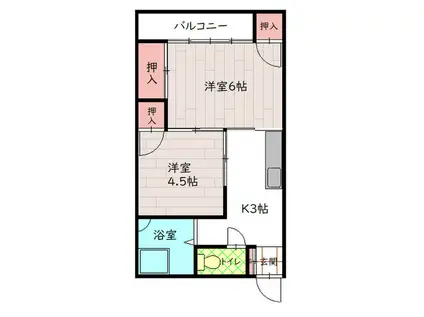 白川ビル(2K/3階)の間取り写真