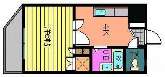 ベルコート藤井(1K/2階)の間取り写真