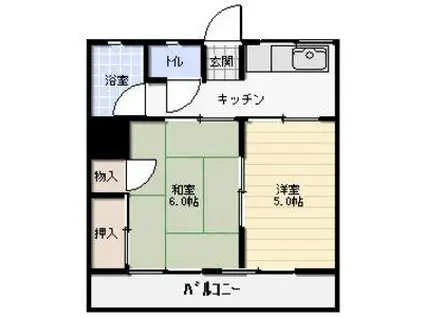 コーポ松永(2K/2階)の間取り写真