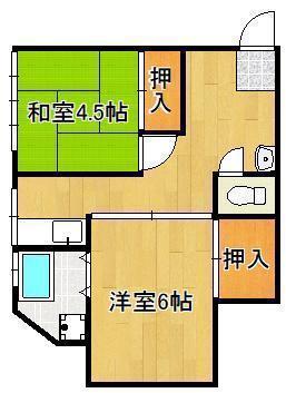 東町ビル(2SK/4階)の間取り写真
