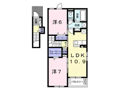 ジャルダンA・B(2LDK/2階)の間取り写真