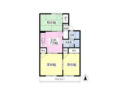 サンシティパークII(3DK/2階)の間取り写真