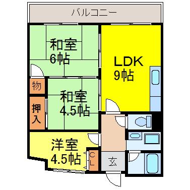 メゾングリフィン(3LDK/4階)の間取り写真