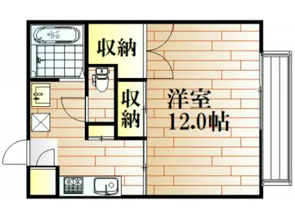 ドムスフローラF(1K/1階)の間取り写真