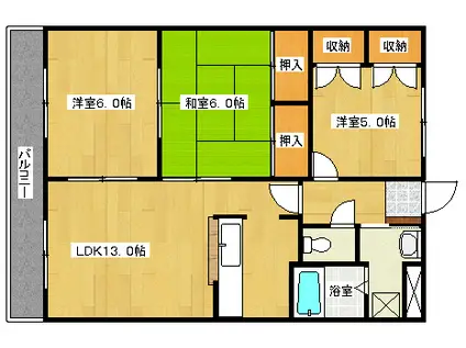 フォレストハイムD(3LDK/3階)の間取り写真