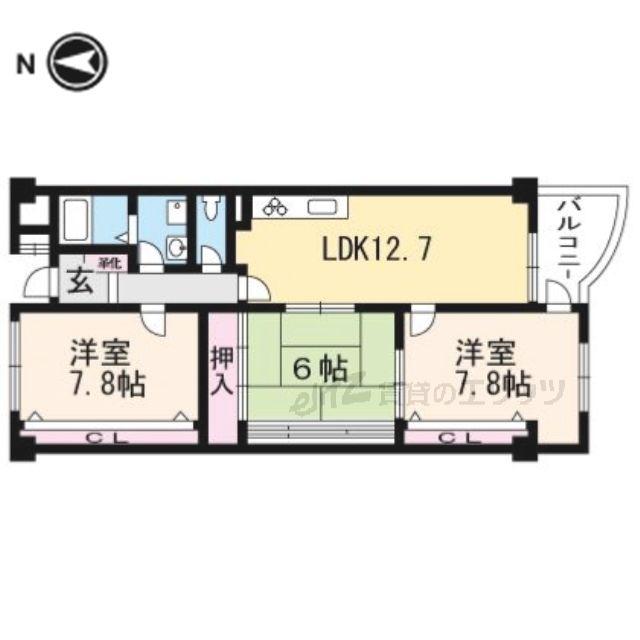 ウイングビュー鮎川(3LDK/3階)の間取り写真