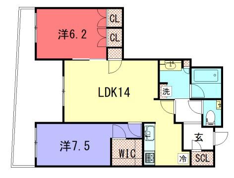 京阪鴨東線 神宮丸太町駅 徒歩13分 3階建 築10年(2LDK/1階)の間取り写真