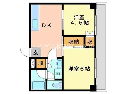 グランツ西古松II(2DK/2階)の間取り写真