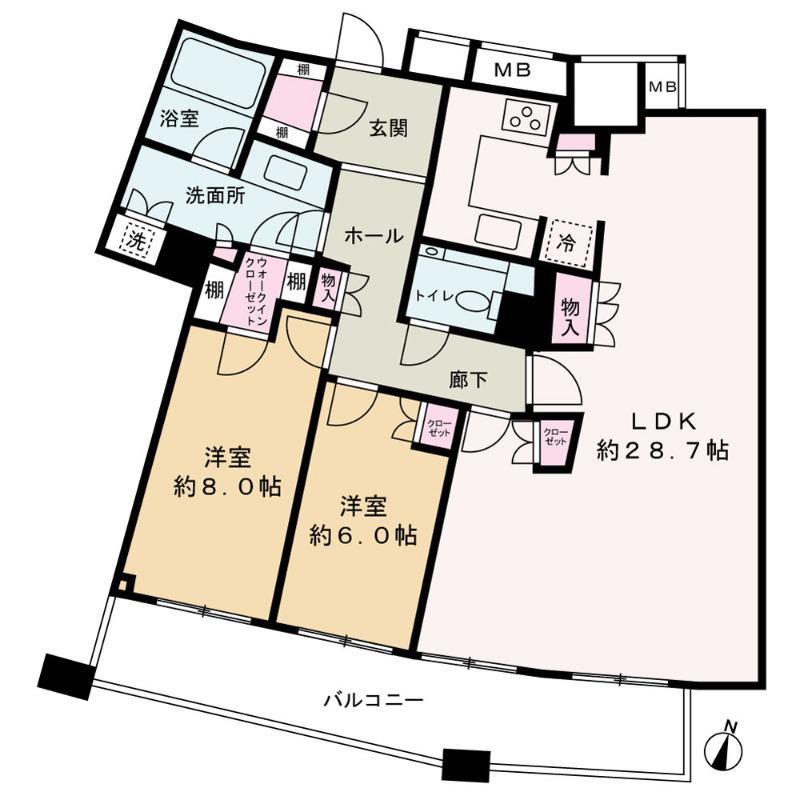 ザ・タワー大阪(2LDK/44階)の間取り写真