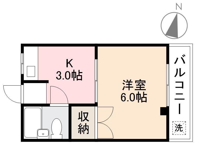 栄香ハイツ(1K/4階)の間取り写真