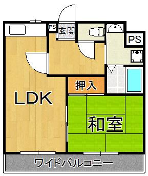 プティソンム(1LDK/2階)の間取り写真