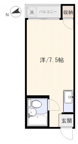とんぼハイツ(ワンルーム/2階)の間取り写真