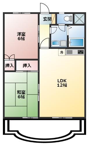 フィオーレ豊橋(2LDK/8階)の間取り写真