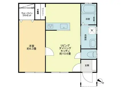 T・P林田II(1LDK/1階)の間取り写真