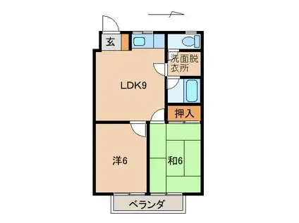 ハイツアミカII(2LDK/2階)の間取り写真
