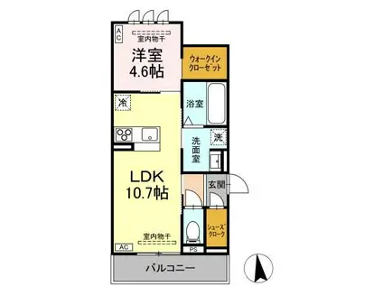 セレスティア福光西 ウエスト(1LDK/3階)の間取り写真