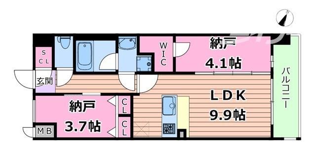 スプランディッド梅田グランノース(1SLDK/3階)の間取り写真