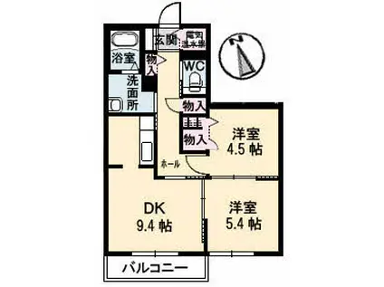 パークハイム高須II(2DK/2階)の間取り写真