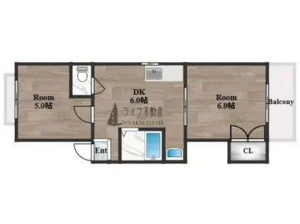 日伸ビル(2DK/4階)の間取り写真