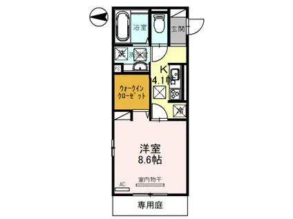 セレブ琴平(1K/1階)の間取り写真