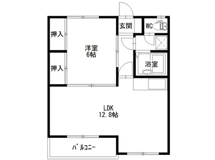 城西マンション(1LDK/3階)の間取り写真