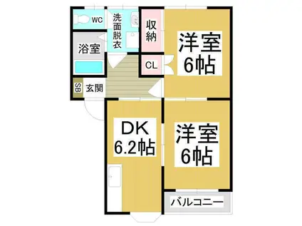 メゾン並柳A(2DK/2階)の間取り写真