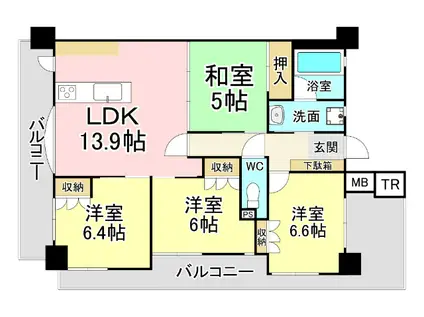 アーティックス・エグゼ足原(4LDK/5階)の間取り写真