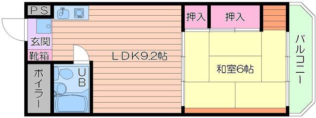 京橋マンション(1LDK/2階)の間取り写真