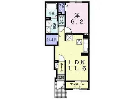 コンフォルト城山(1LDK/1階)の間取り写真