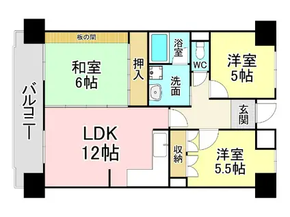 ホワイトキャッスル千防(3LDK/8階)の間取り写真