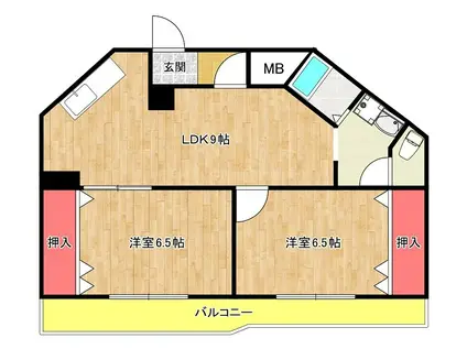 ロイヤルハイツ河田(2LDK/3階)の間取り写真