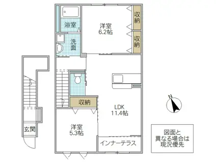 FELICE B (2LDK/2階)の間取り写真