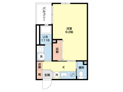 エスペランサ大学病院前(1K/1階)の間取り写真