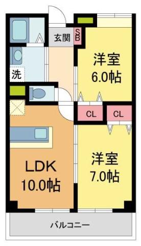 サン・ウエストパレス(2LDK/2階)の間取り写真