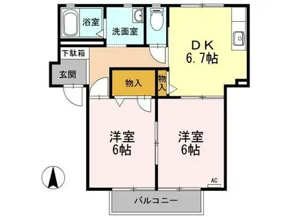 エスポワールA(2DK/1階)の間取り写真