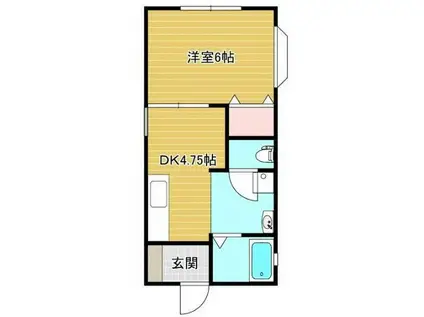 ハイネスS(1DK/2階)の間取り写真