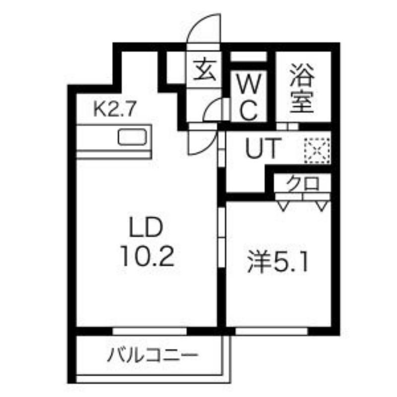 ラピス山の手(1LDK/4階)の間取り写真