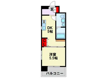 アースコート桜通(1DK/2階)の間取り写真