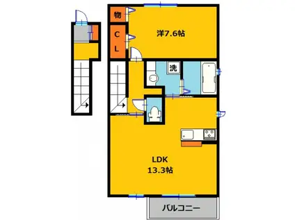 ウィル コスモ(1LDK/2階)の間取り写真